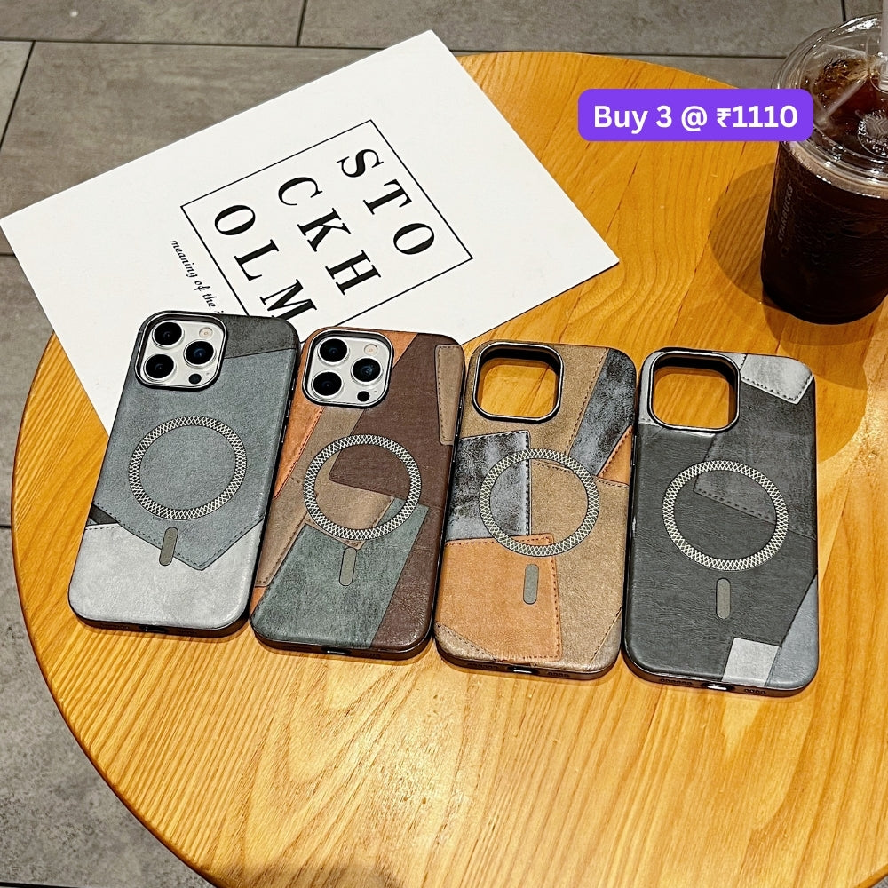 Colorful Pattern PU Leather Magnetic Charging Phone Case | Mobile Cover - iPhone 16 Plus
