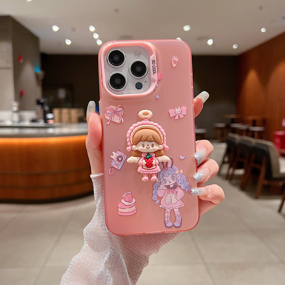 Colorful Printed and 3D Embossed Cartoon Phone Case - iPhone 16 Pro Max