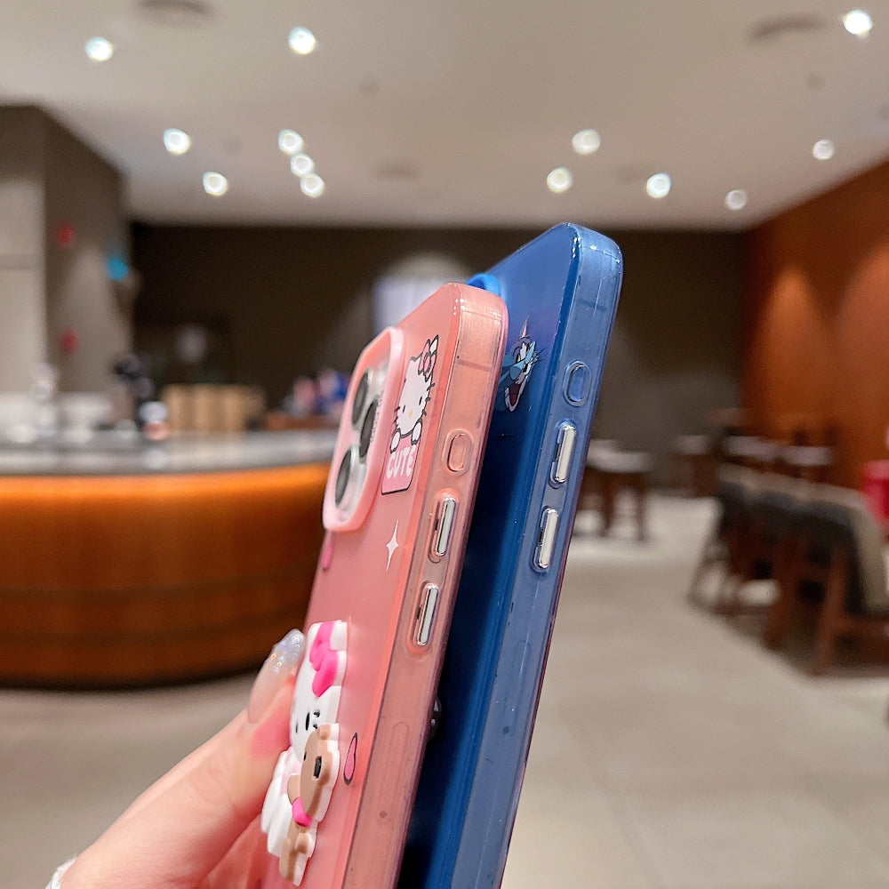 Colorful Printed and 3D Embossed Cartoon Phone Case - iPhone 16 Pro Max