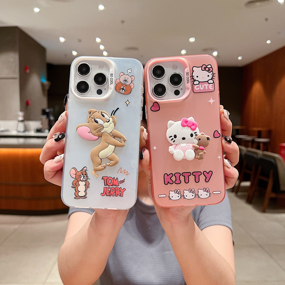 Colorful Printed and 3D Embossed Cartoon Phone Case - iPhone 16 Pro Max