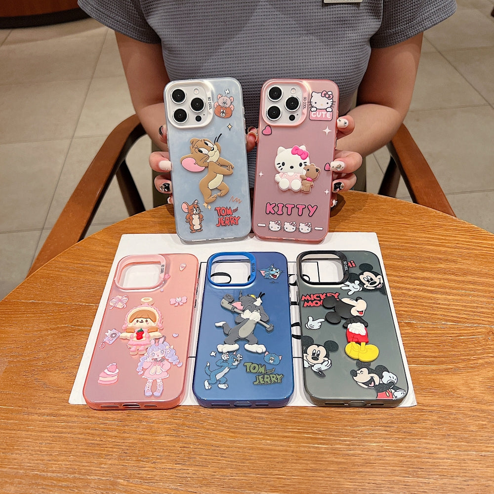 Colorful Printed and 3D Embossed Cartoon Phone Case - iPhone 16 Pro Max