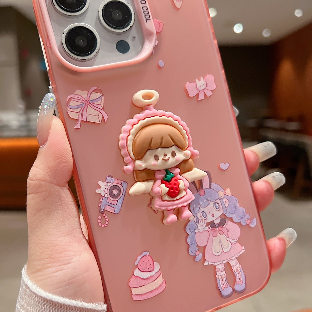 Colorful Printed and 3D Embossed Cartoon Phone Case - iPhone 16 Pro Max