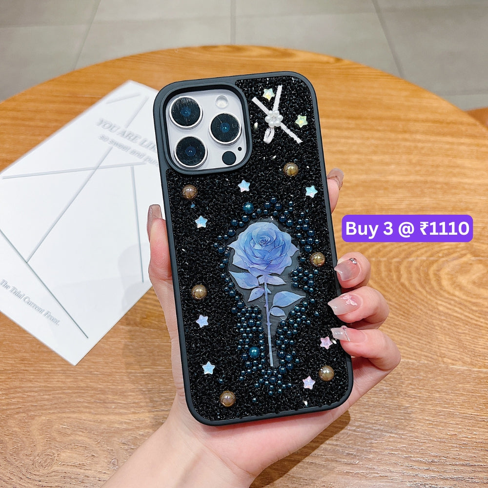 Colorful Rose Bling Studded Diamond PC (Hard) Phone Case - iPhone 13