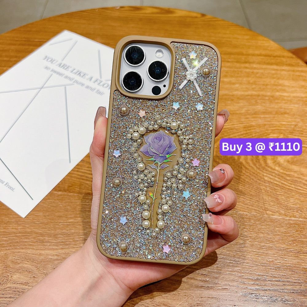 Colorful Rose Bling Studded Diamond PC (Hard) Phone Case - iPhone 13