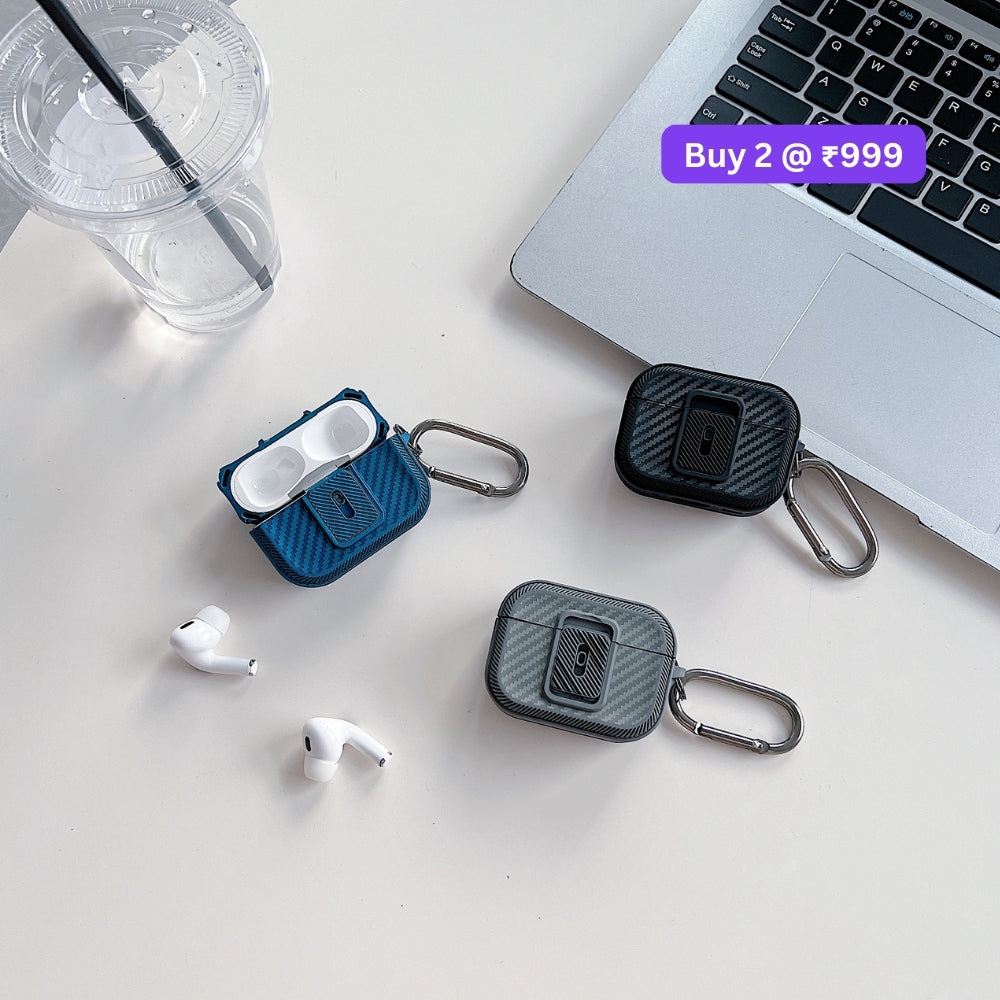 Creative Rugged Portable PC (Hard) Airpod Case with Keychain Hook for Airpod Pro 2