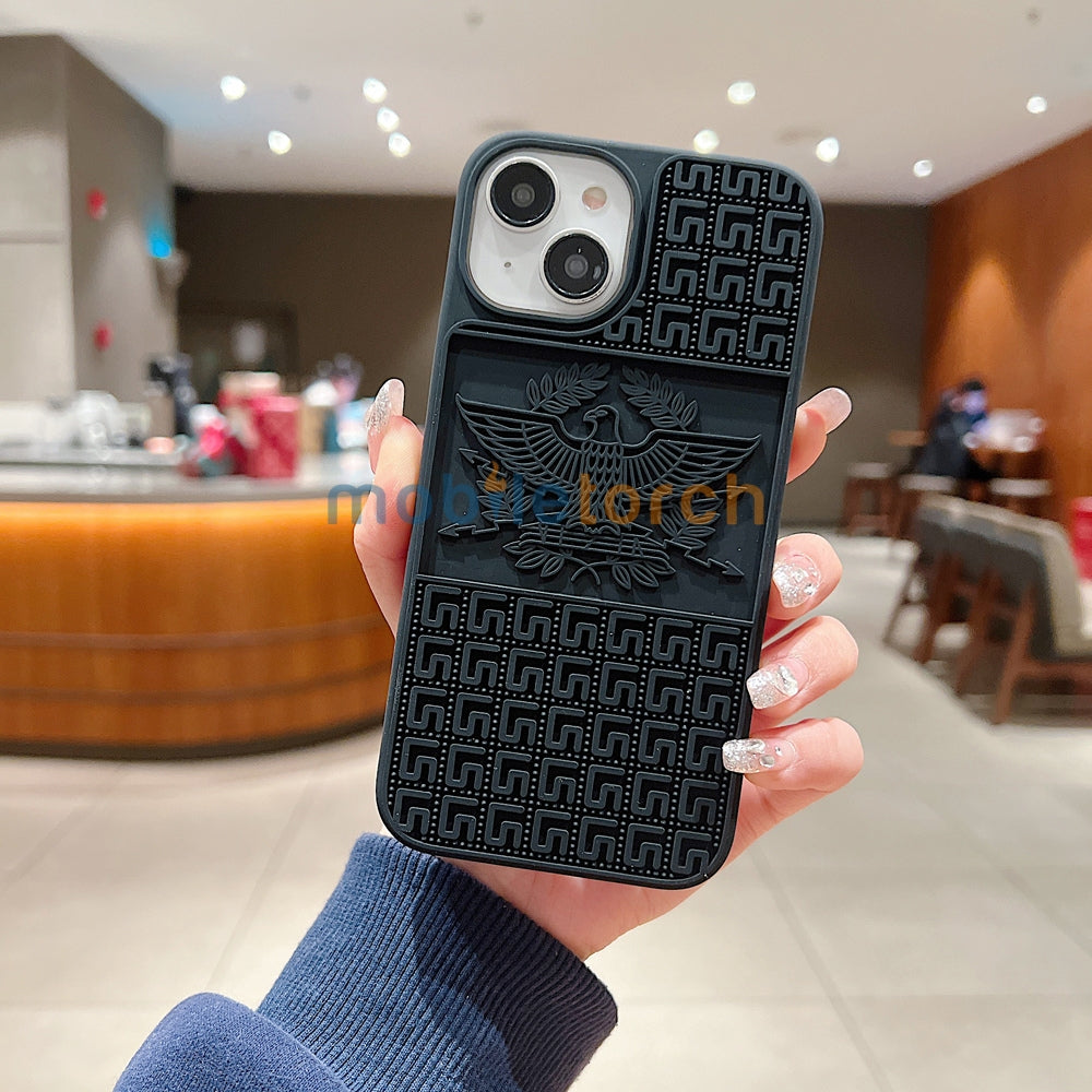 Creative Eagle Embossed Shockproof TPU (Soft) Phone Case - iPhone 15 Pro Max