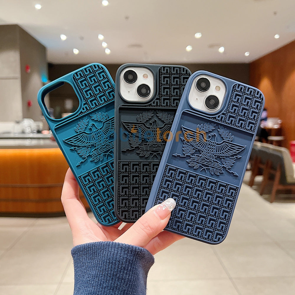 Creative Eagle Embossed Shockproof TPU (Soft) Phone Case - iPhone 15 Pro Max