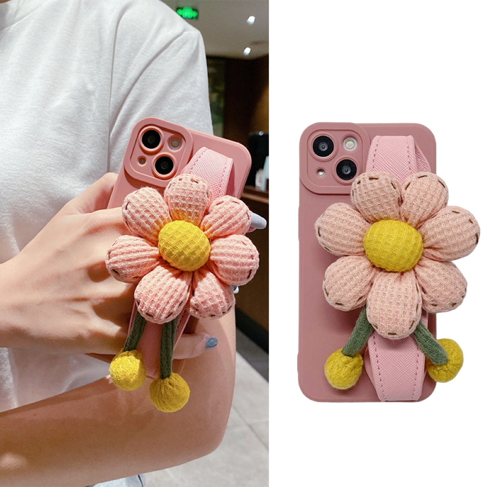 Cute Flower Wrist Strap Holder Silicone Soft Camera Protection Case - iPhone 13 Mini