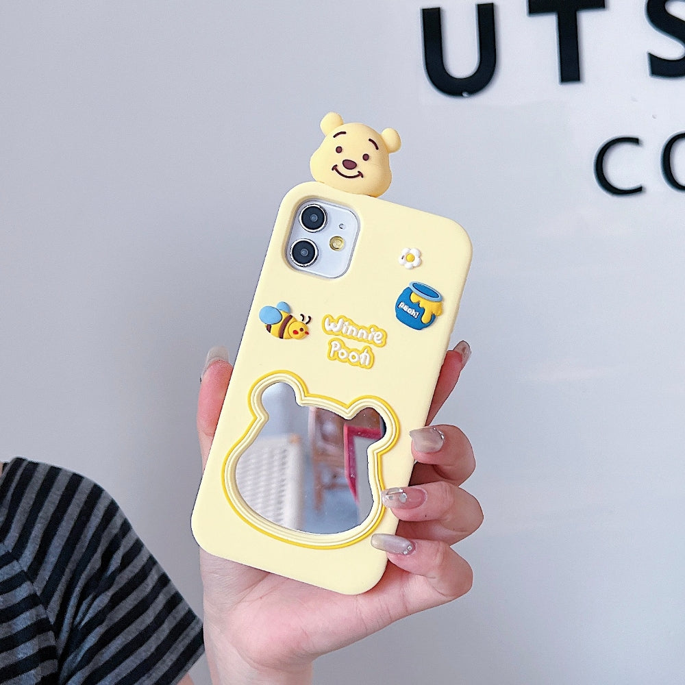 Cute Bear Shape Mirror Silicone Soft Phone Case | Mobile Cover - iPhone 13