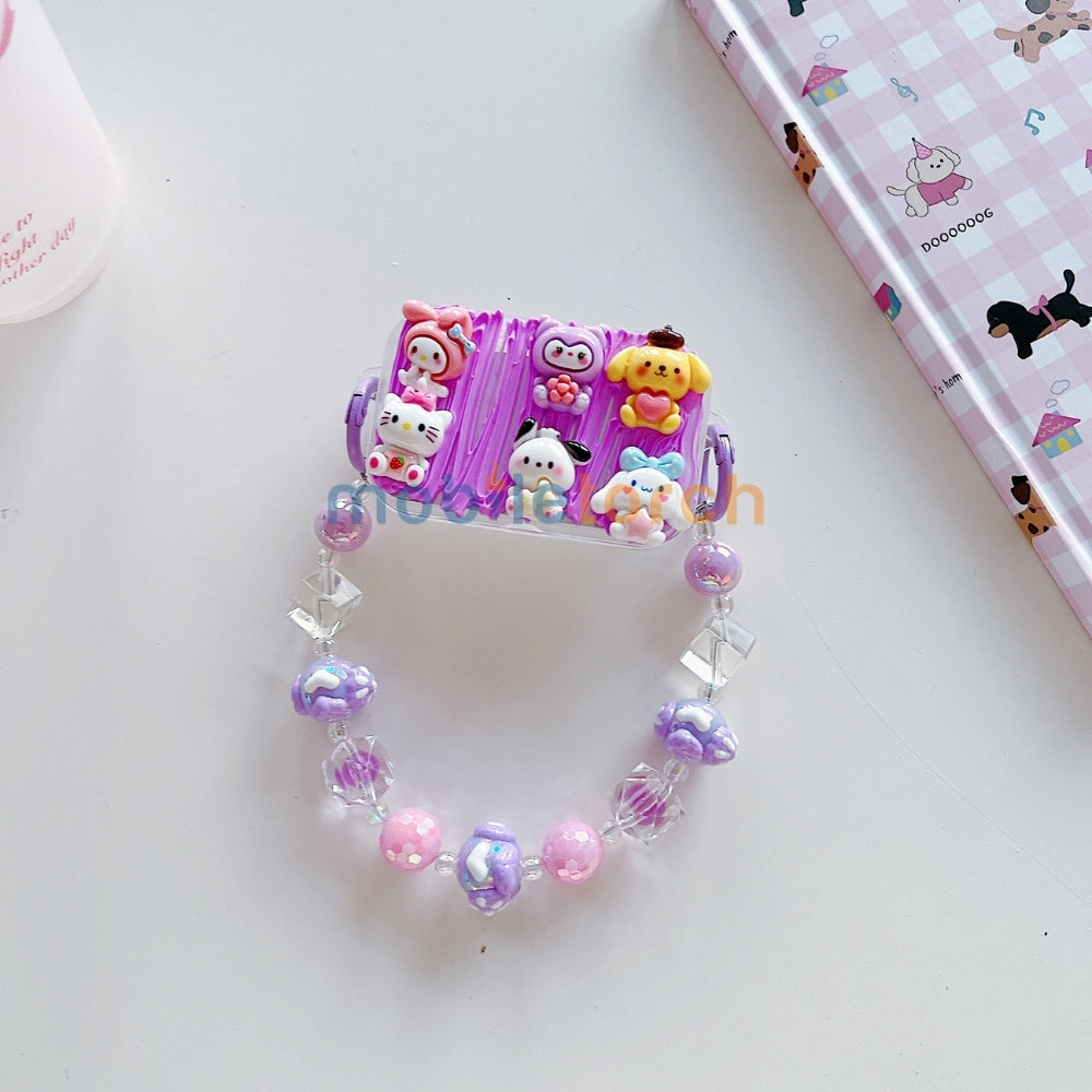 Cute Mini Cartoon Toy Flip Mirror Universal Stand with Crystal Bracelet