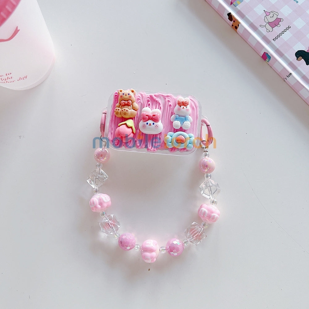 Cute Mini Cartoon Toy Flip Mirror Universal Stand with Crystal Bracelet