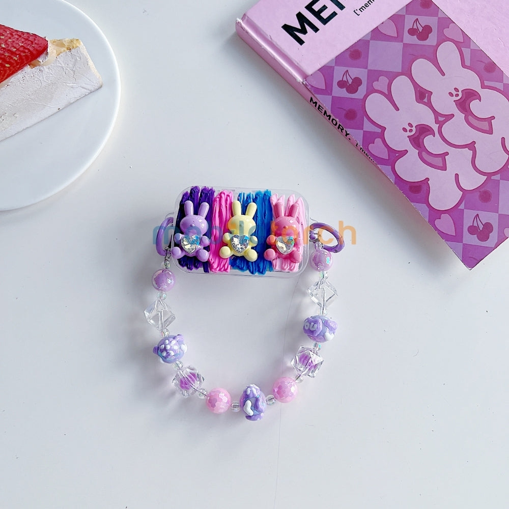 Cute Mini Cartoon Toy Flip Mirror Universal Stand with Crystal Bracelet