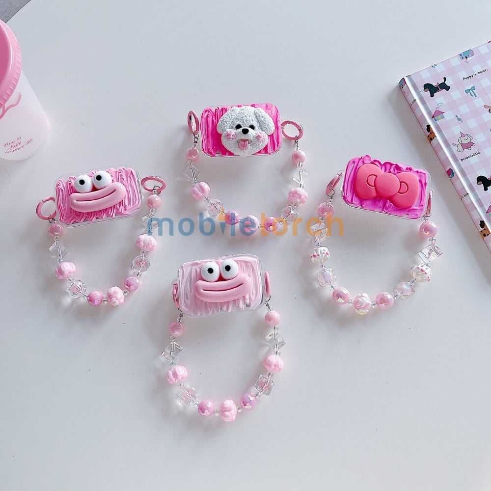 Cute Mini Cartoon Toy Flip Mirror Universal Stand with Crystal Bracelet