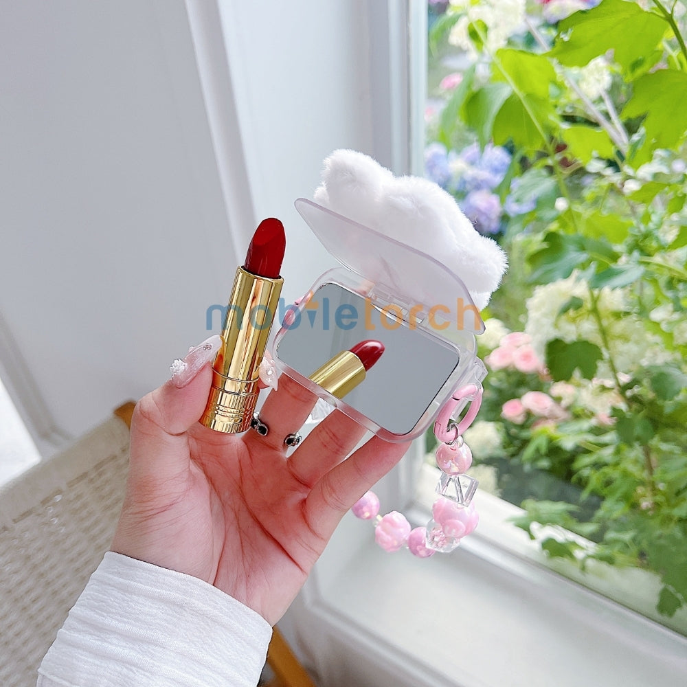 Cute Mini Cartoon Toy Flip Mirror Universal Stand with Crystal Bracelet