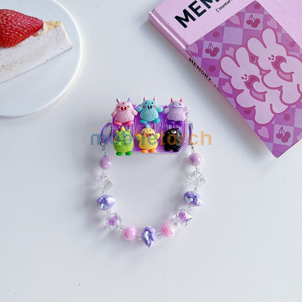 Cute Mini Cartoon Toy Flip Mirror Universal Stand with Crystal Bracelet