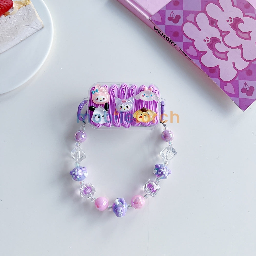 Cute Mini Cartoon Toy Flip Mirror Universal Stand with Crystal Bracelet