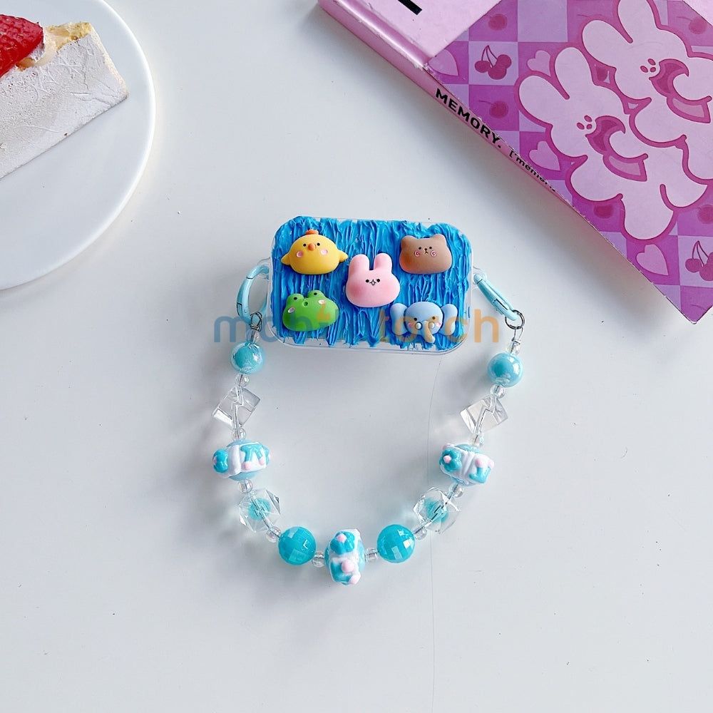 Cute Mini Cartoon Toy Flip Mirror Universal Stand with Crystal Bracelet