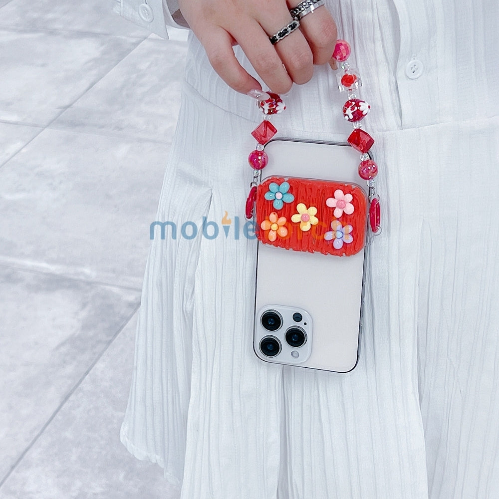 Cute Mini Cartoon Toy Flip Mirror Universal Stand with Crystal Bracelet