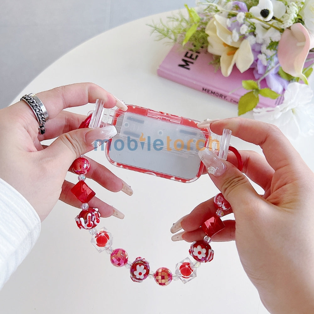 Cute Mini Cartoon Toy Flip Mirror Universal Stand with Crystal Bracelet