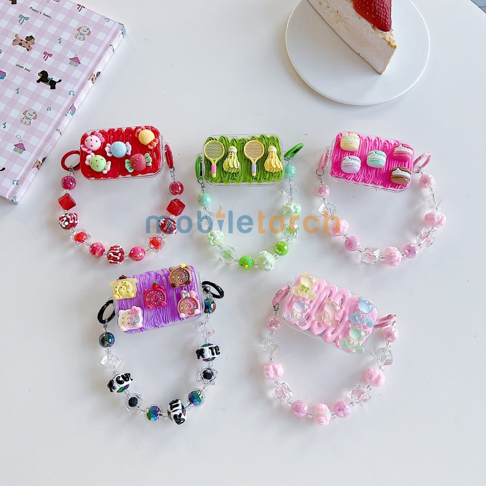 Cute Mini Cartoon Toy Flip Mirror Universal Stand with Crystal Bracelet