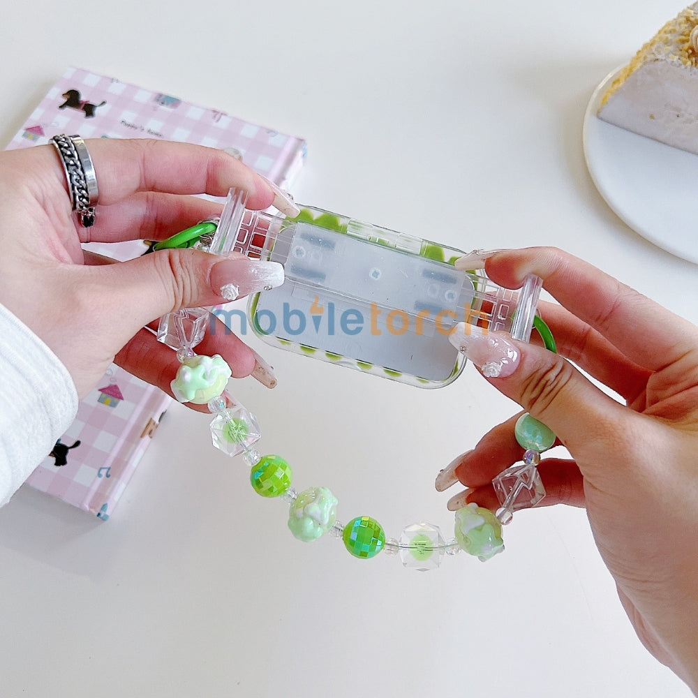 Cute Mini Cartoon Toy Flip Mirror Universal Stand with Crystal Bracelet