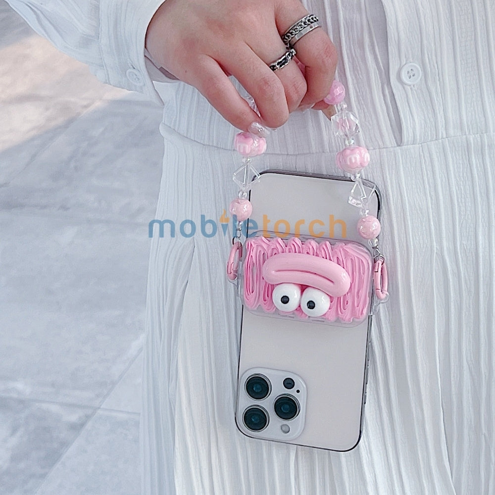 Cute Mini Cartoon Toy Flip Mirror Universal Stand with Crystal Bracelet