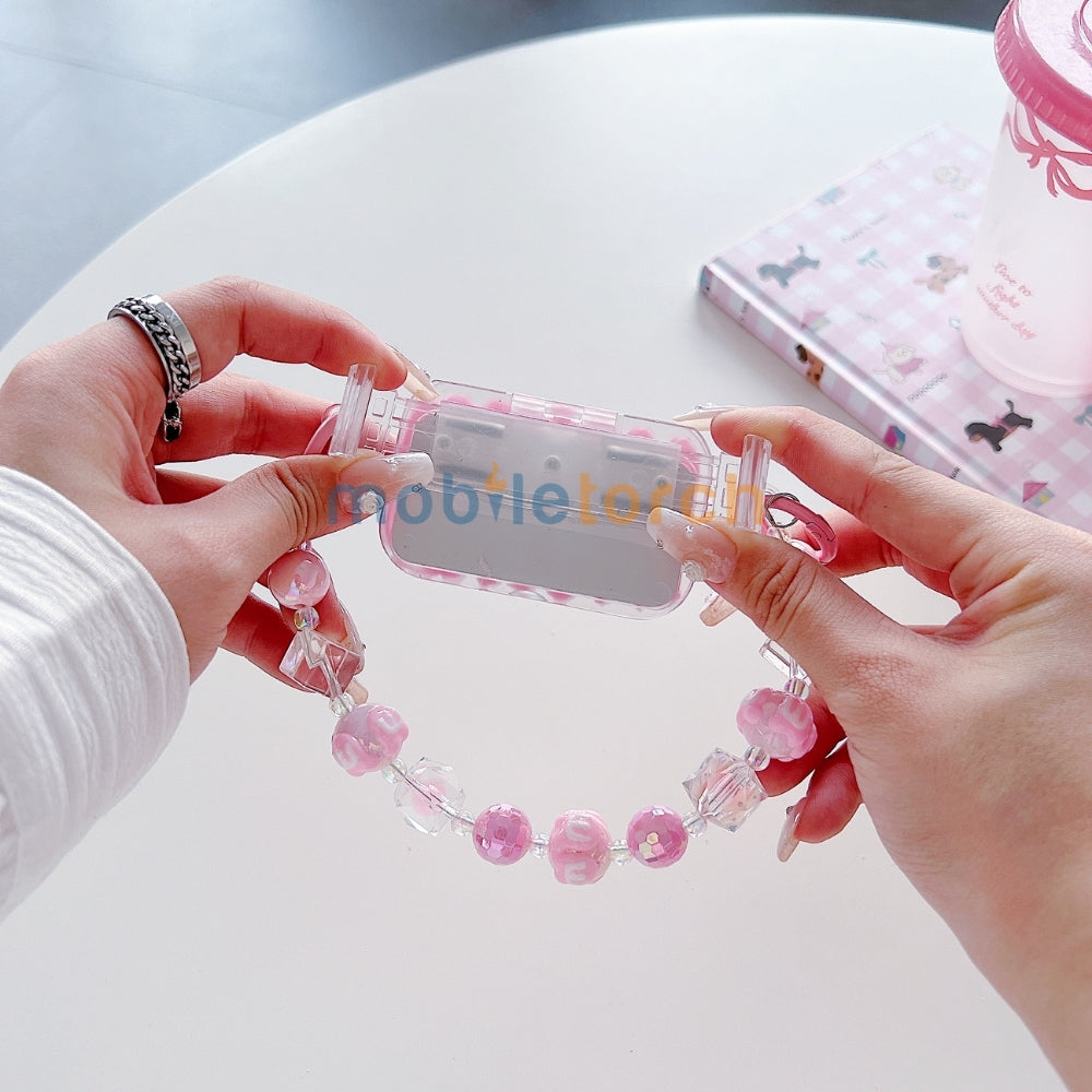 Cute Mini Cartoon Toy Flip Mirror Universal Stand with Crystal Bracelet