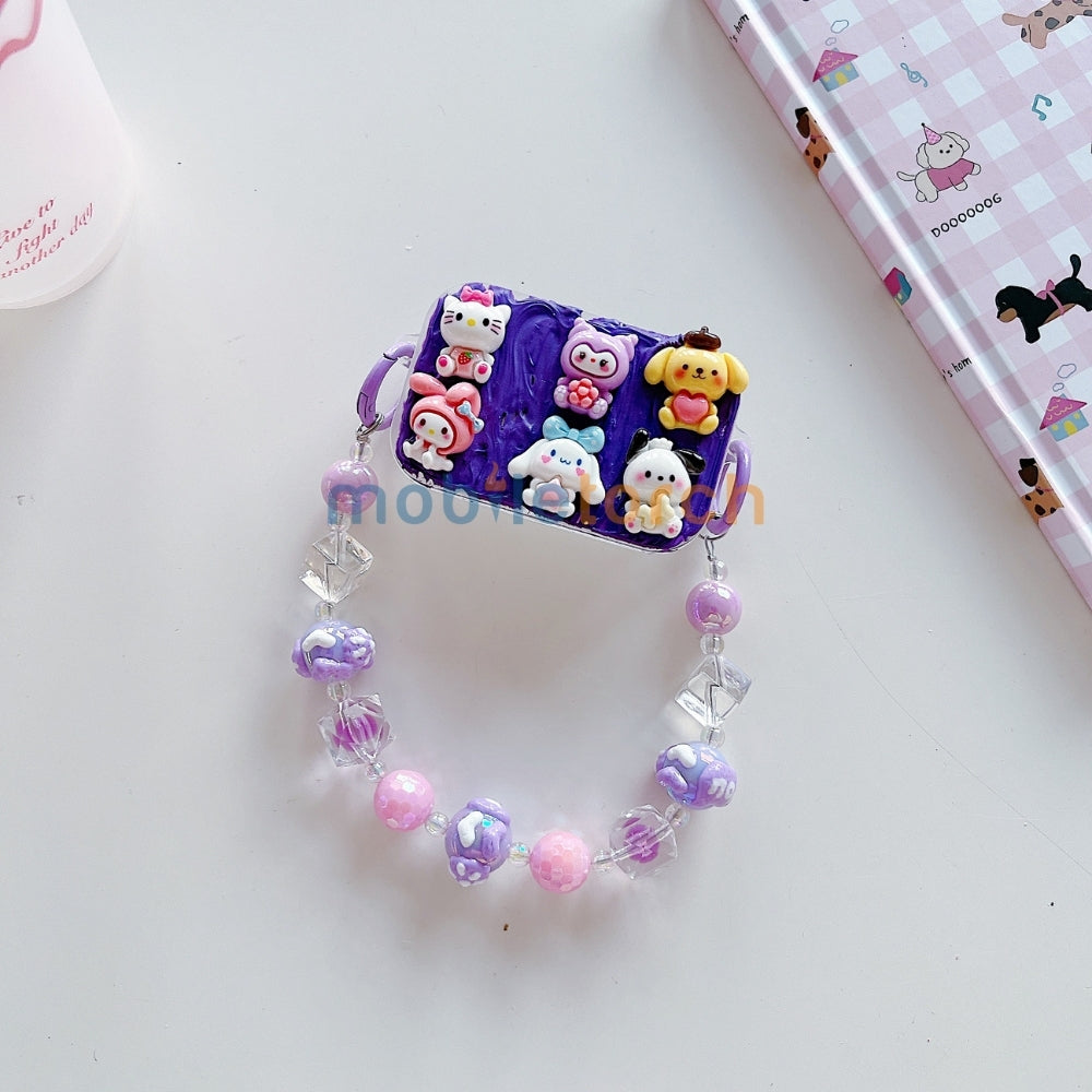 Cute Mini Cartoon Toy Flip Mirror Universal Stand with Crystal Bracelet