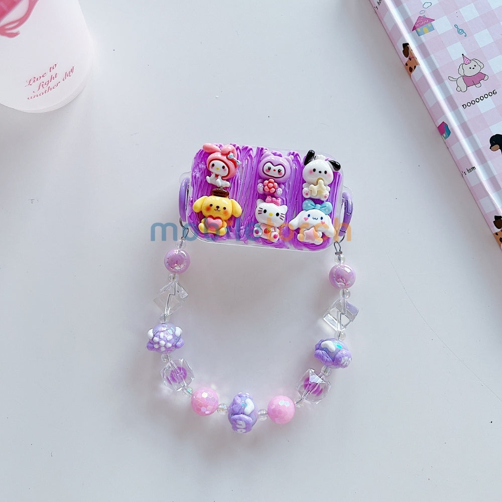 Cute Mini Cartoon Toy Flip Mirror Universal Stand with Crystal Bracelet