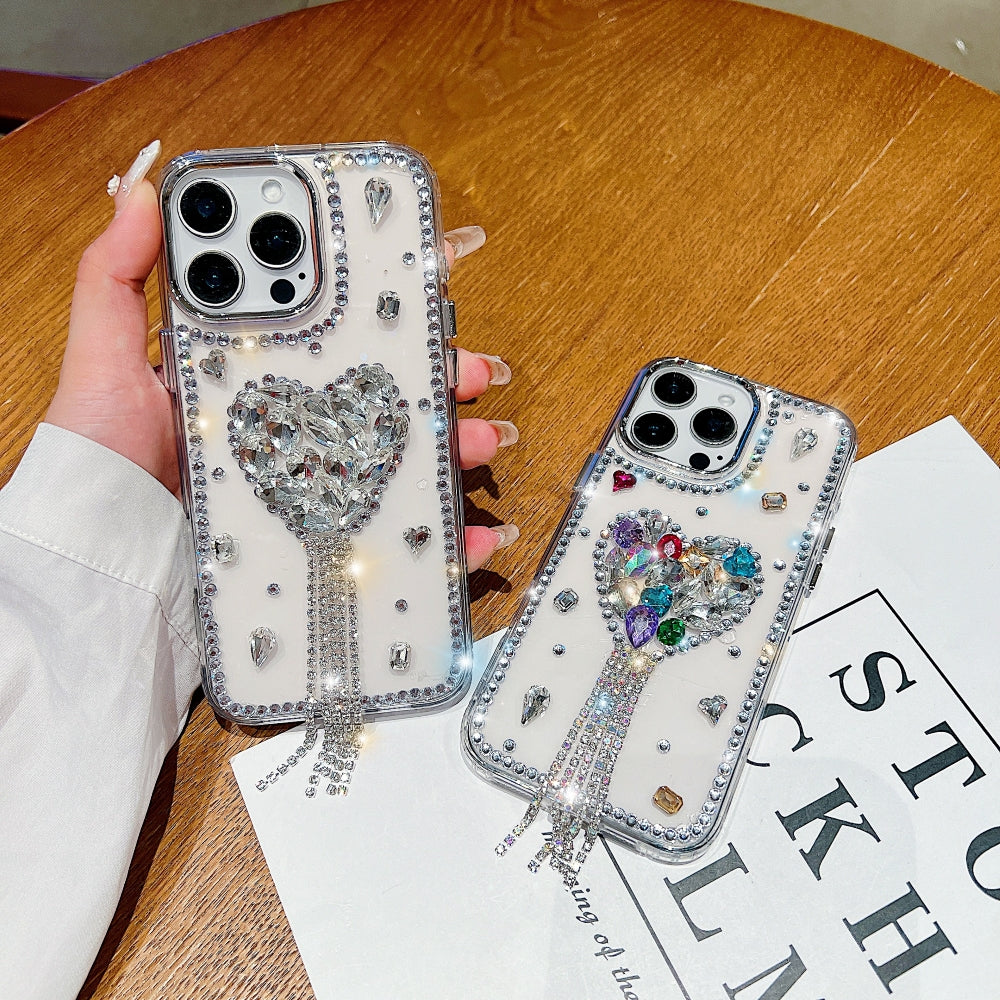 Designer Handmade Love Diamond Transparent Phone Case