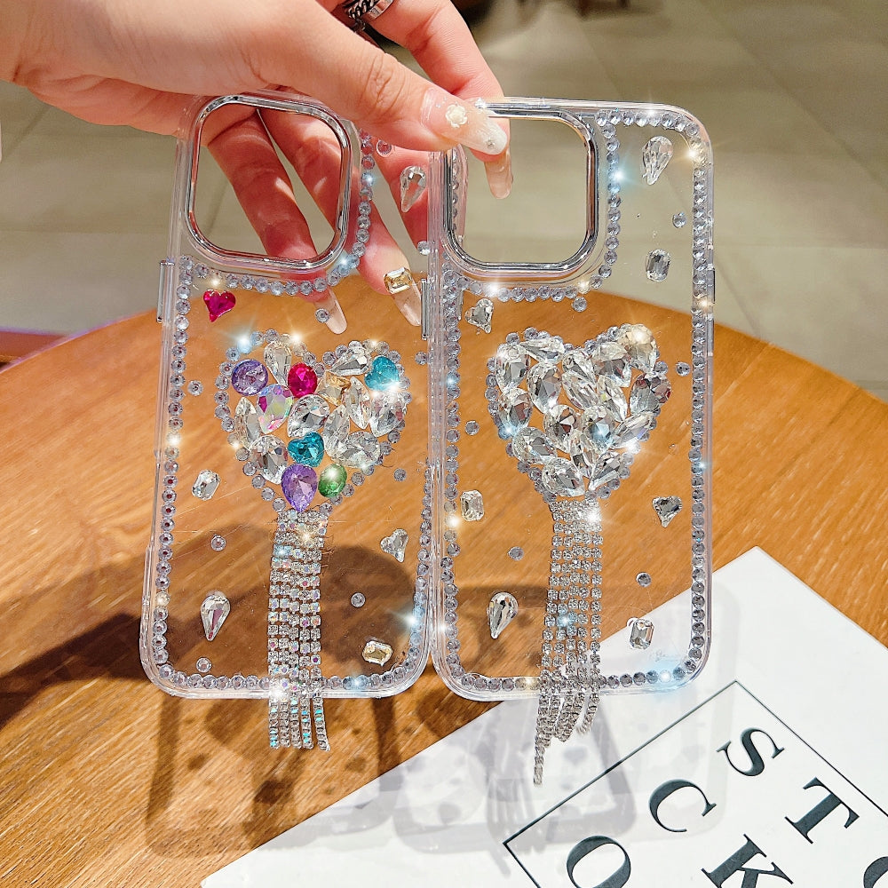 Designer Handmade Love Diamond Transparent Phone Case
