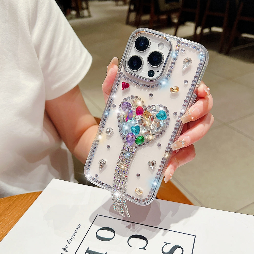 Designer Handmade Love Diamond Transparent Phone Case