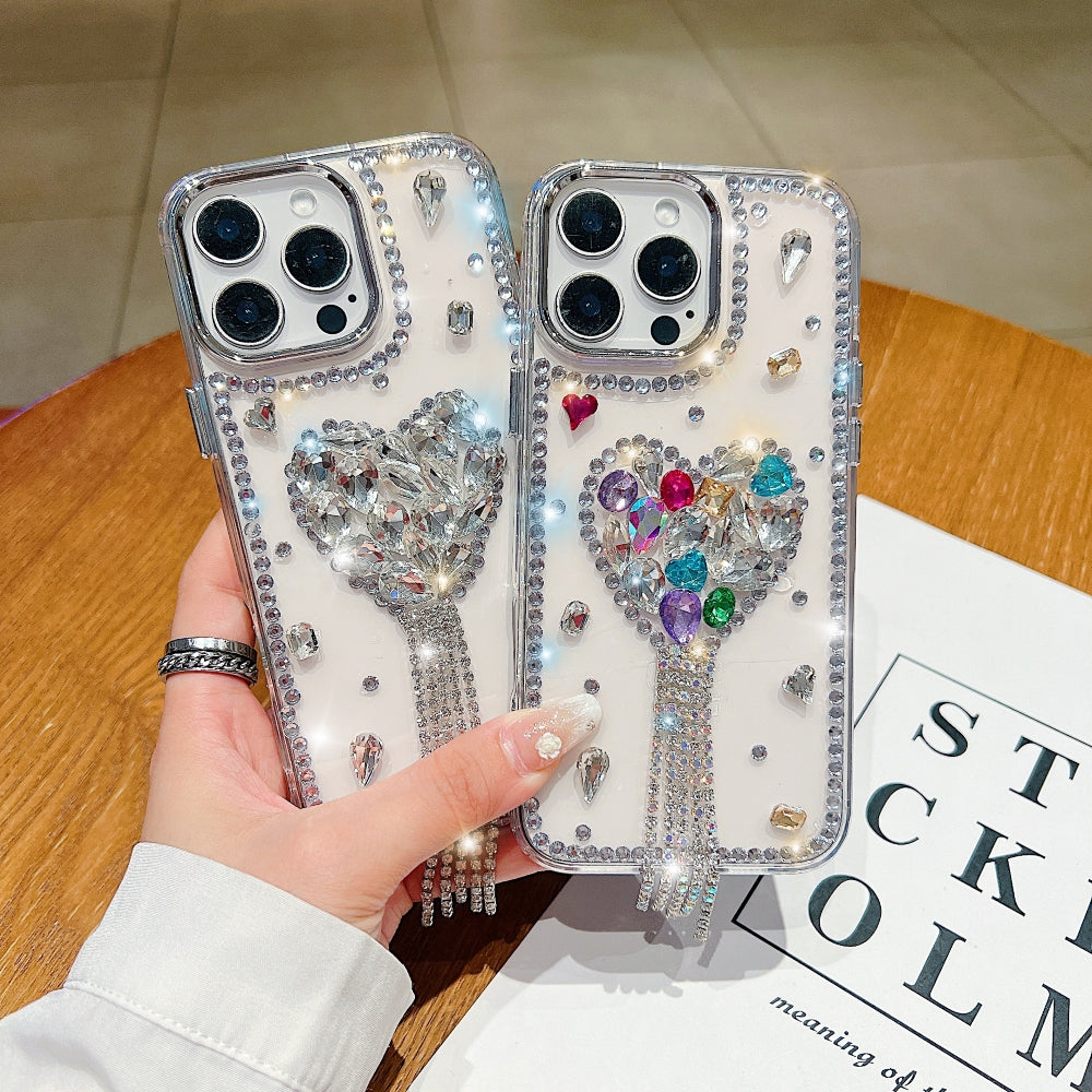 Designer Handmade Love Diamond Transparent Phone Case
