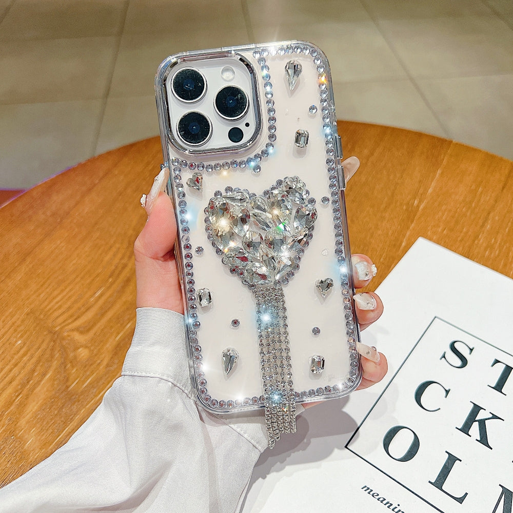 Designer Handmade Love Diamond Transparent Phone Case