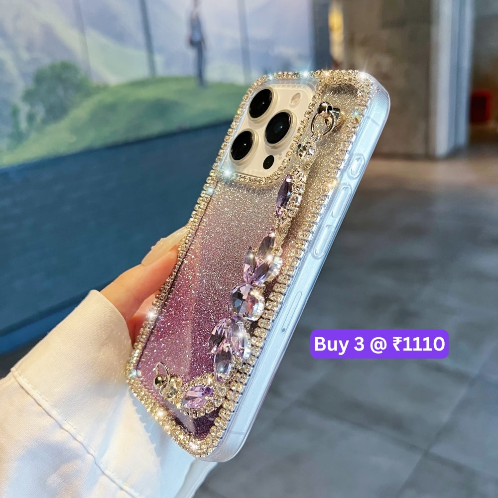 Diamond Bracelet Chain Glitter Plated TPU (Soft) Phone Case - Samsung S24