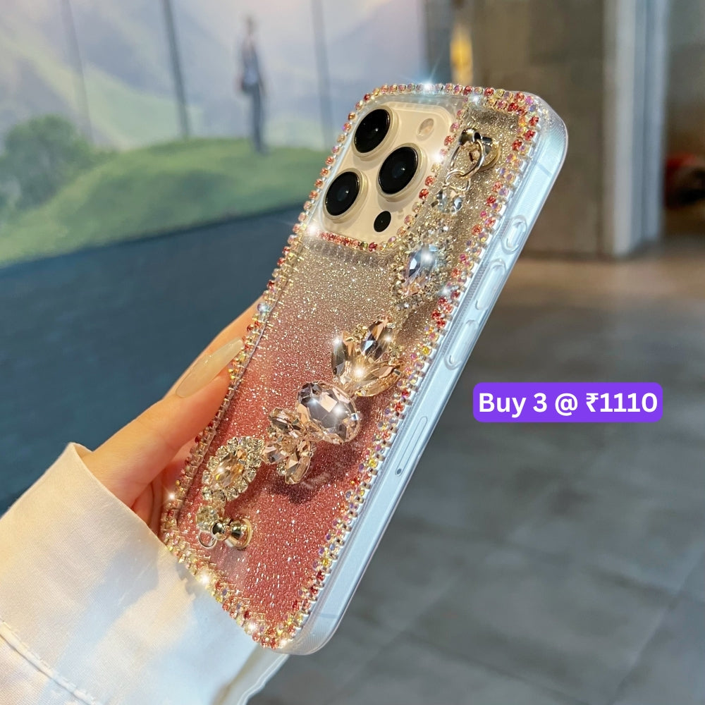 Diamond Bracelet Chain Glitter Plated TPU (Soft) Phone Case - Samsung S24