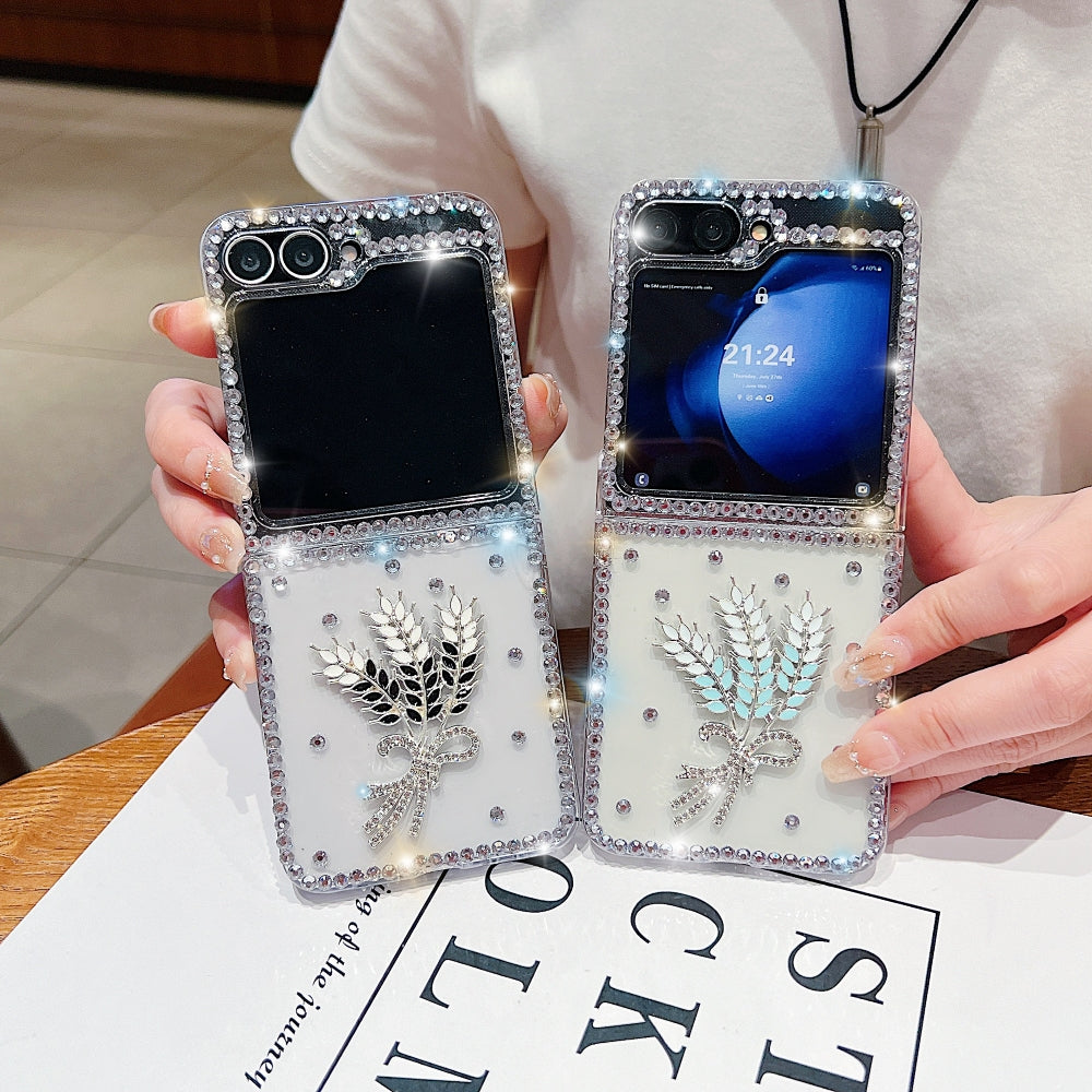 Diamond Leaves TPU (Soft) Handmade Bling Phone Case - Samsung Z Flip 5