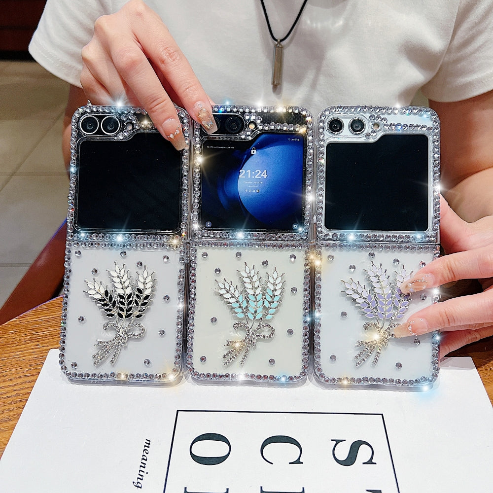 Diamond Leaves TPU (Soft) Handmade Bling Phone Case - Samsung Z Flip 5