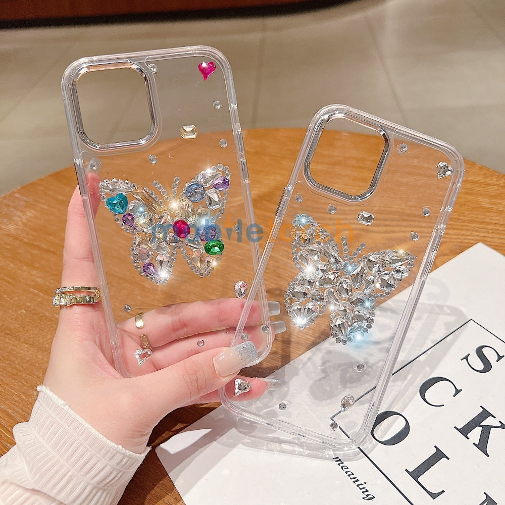 Diamond Stone Butterfly TPU (Soft) Phone Case - iPhone 14 Pro