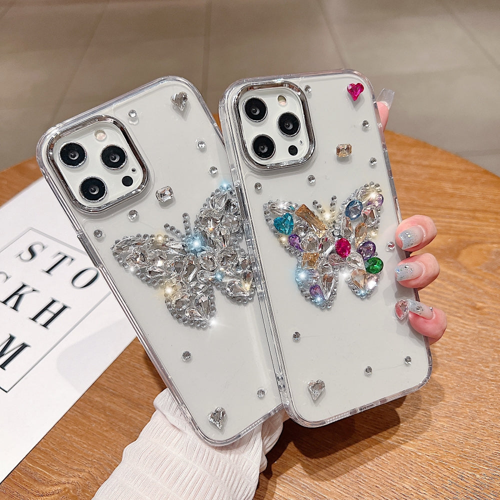 Diamond Stone Butterfly TPU (Soft) Phone Case - iPhone 15 Pro