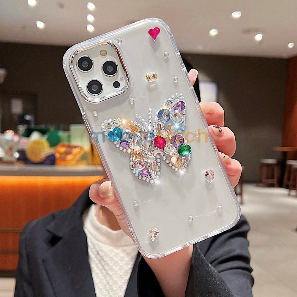 Diamond Stone Butterfly TPU (Soft) Phone Case - iPhone 14 Pro