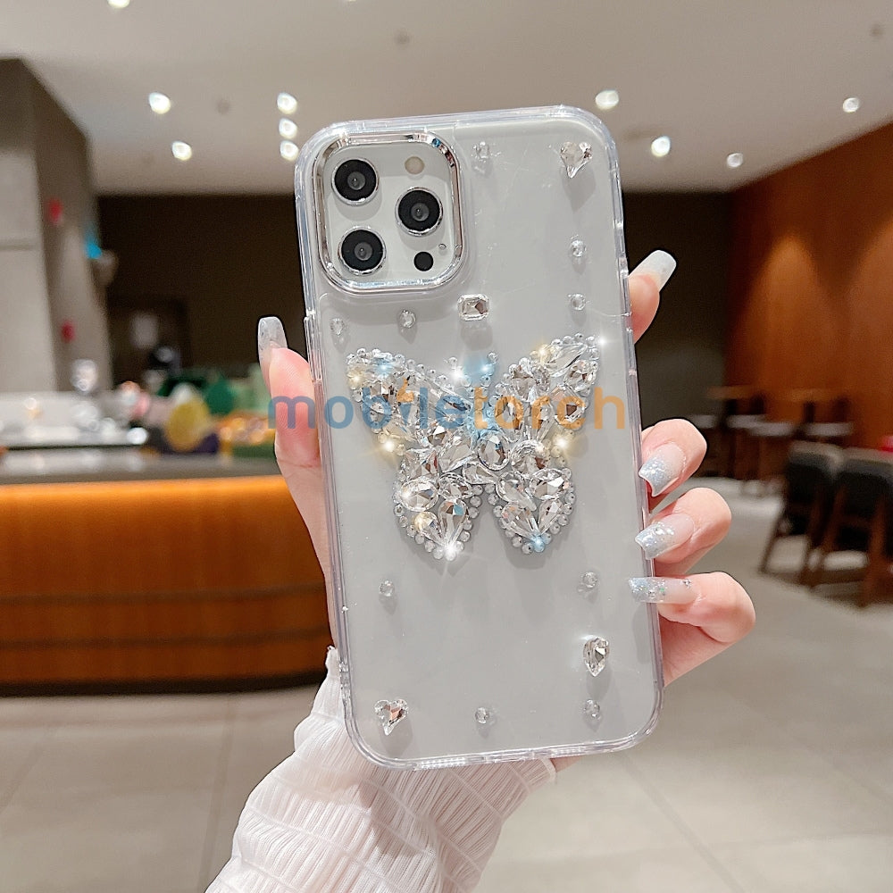 Diamond Stone Butterfly TPU (Soft) Phone Case - iPhone 14 Pro