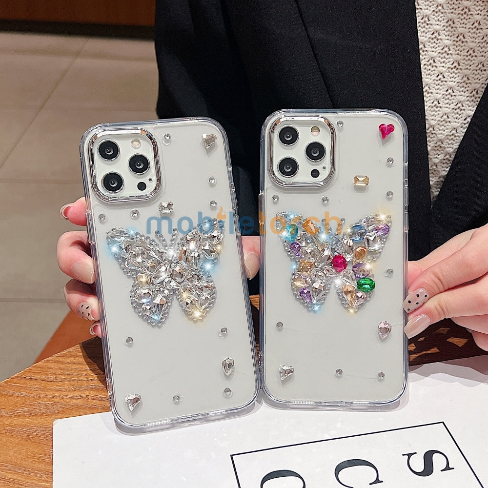 Diamond Stone Butterfly TPU (Soft) Phone Case - iPhone 14 Pro
