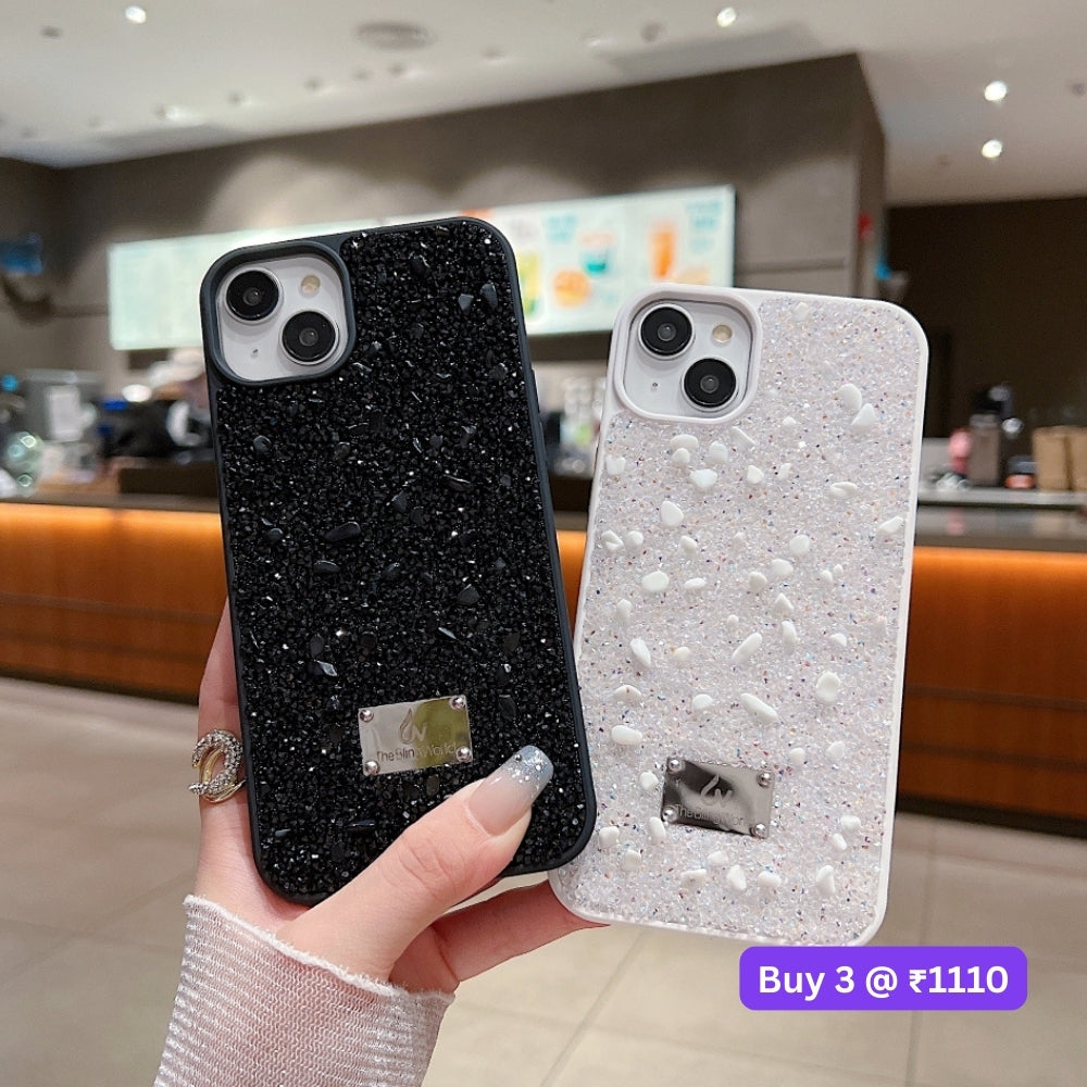 Diamond Studded Pattern Glittery Phone Case - iPhone 16