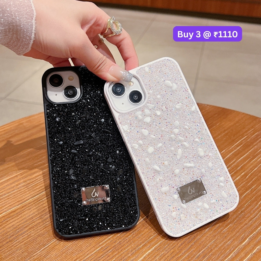 Diamond Studded Pattern Glittery Phone Case - iPhone 16
