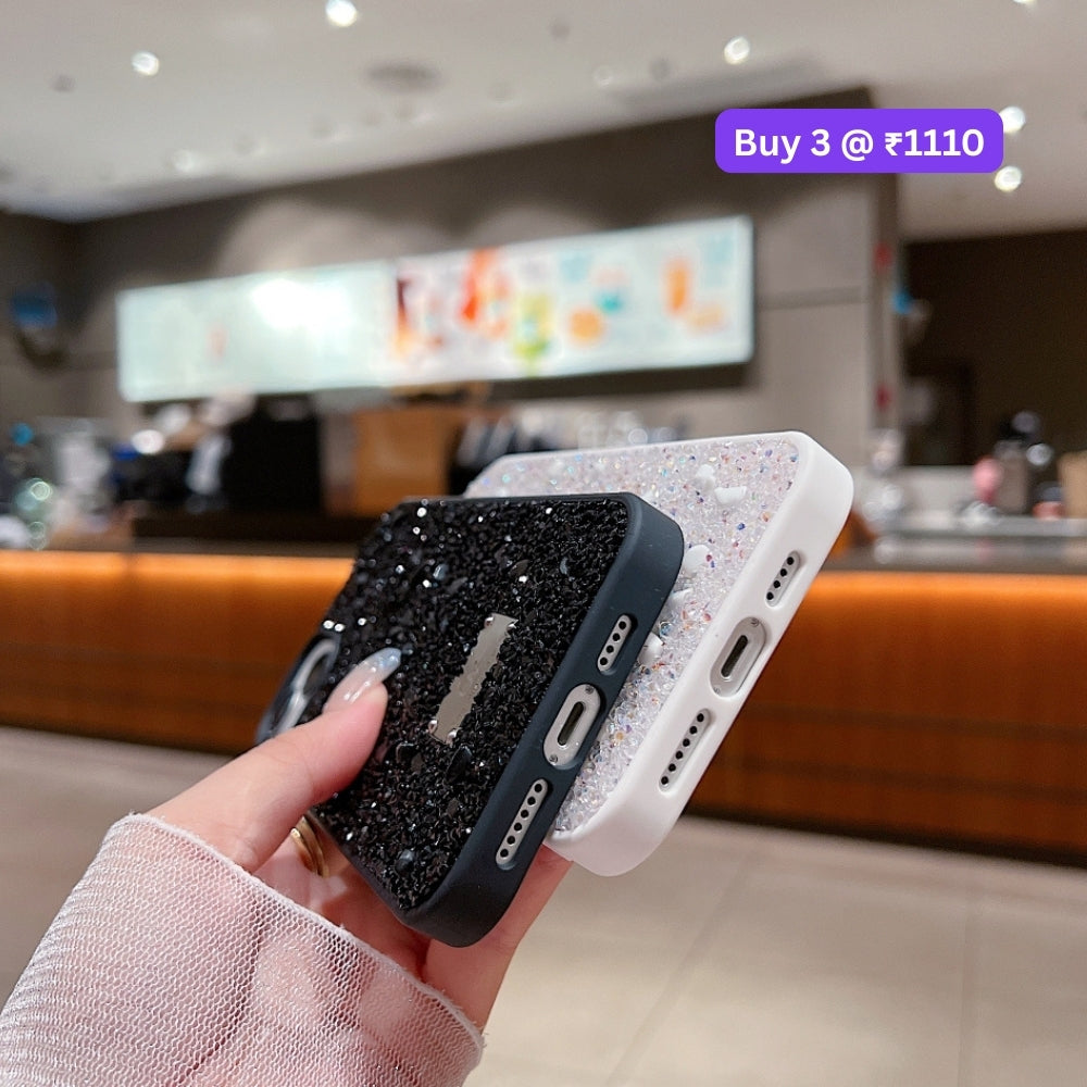 Diamond Studded Pattern Glittery Phone Case - iPhone 16