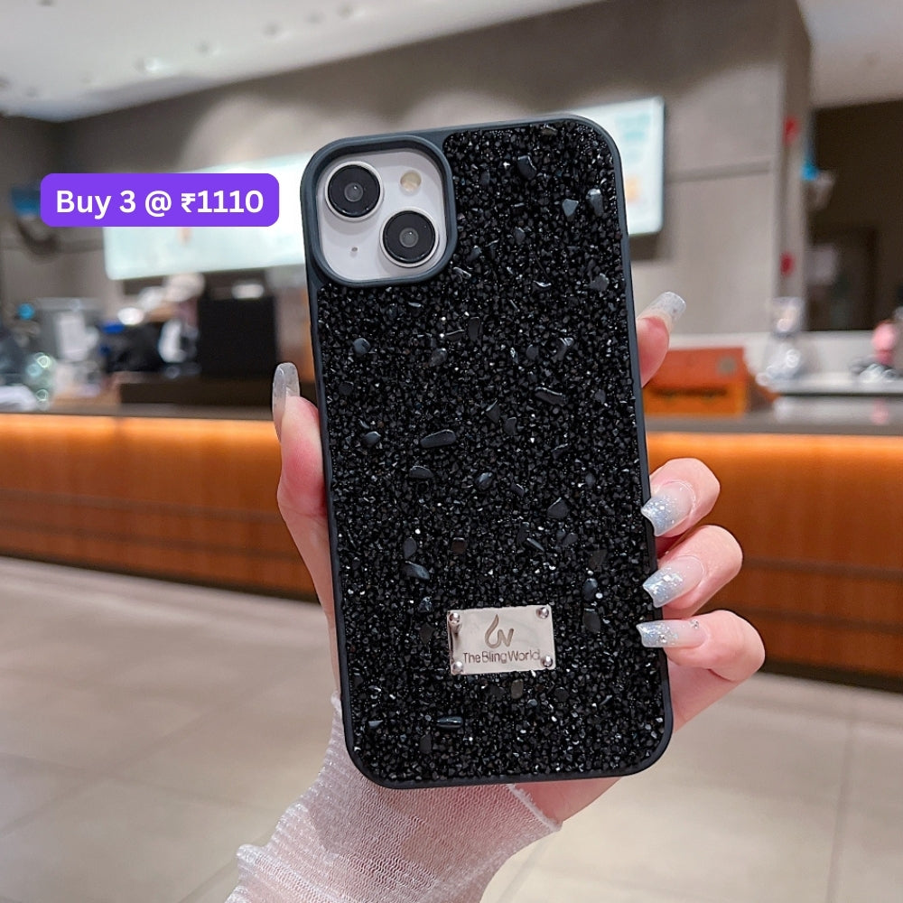 Diamond Studded Pattern Glittery Phone Case - iPhone 16