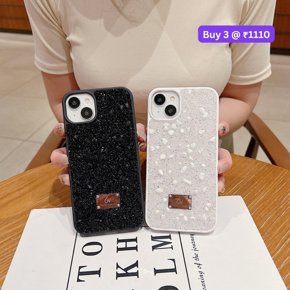 Diamond Studded Pattern Glittery Phone Case - iPhone 16