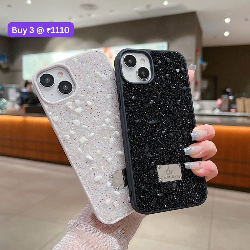 Diamond Studded Pattern Glittery Phone Case - iPhone 16