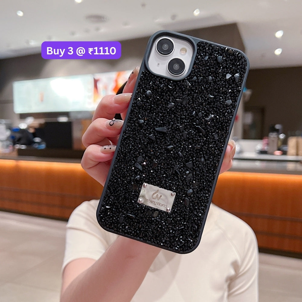 Diamond Studded Pattern Glittery Phone Case - iPhone 16